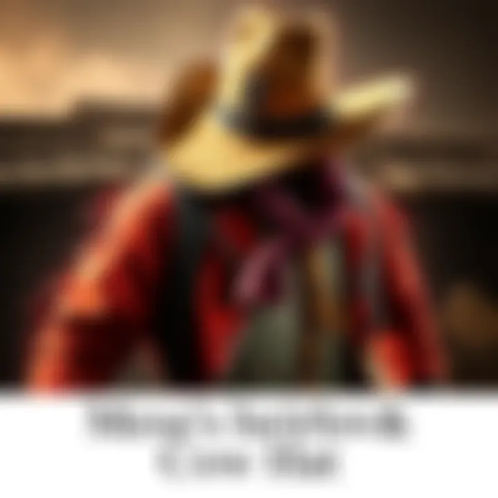 Mesa's Duster and Cowboy Hat Mesa's heirloom featuring a stylish duster and classic cowboy hat, representing Western style.