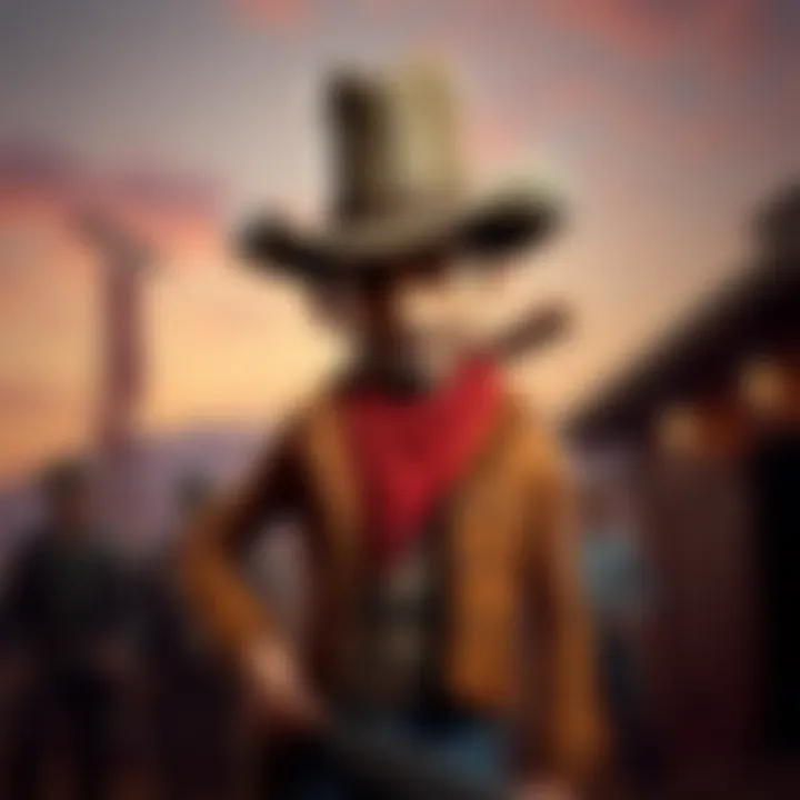 Mesa Heirloom character showcasing a stylish cowboy hat and duster attachment, standing confidently