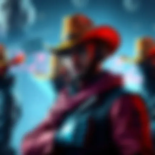 Gaming characters wearing humorous cowboy hats from Mesa Prime's hellminth strain