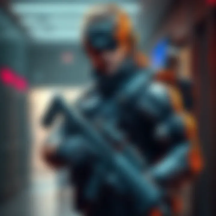 A character from Metal Gear Solid wearing tactical gear and holding a weapon, ready for action in a game setting.