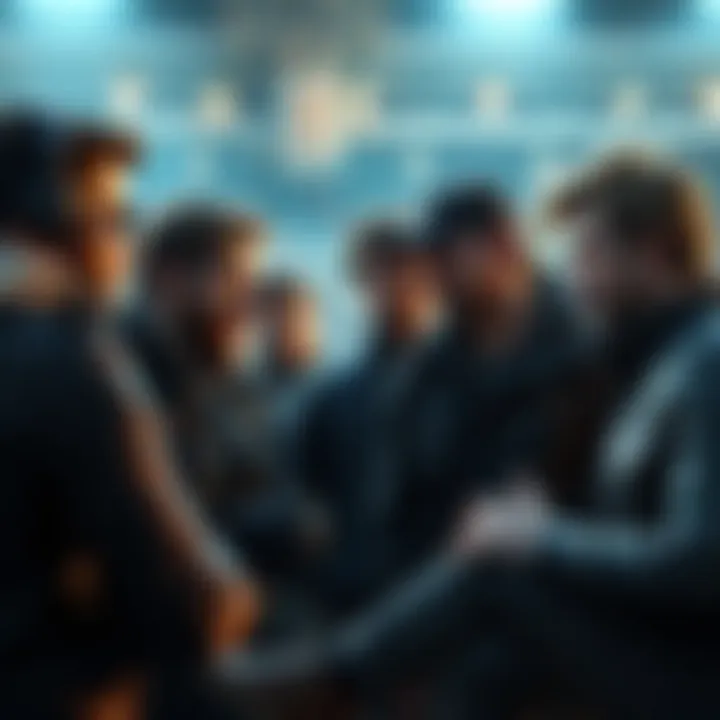 A group of Metal Gear fans engaged in a lively discussion about Hideo Kojima's influence on the game series.