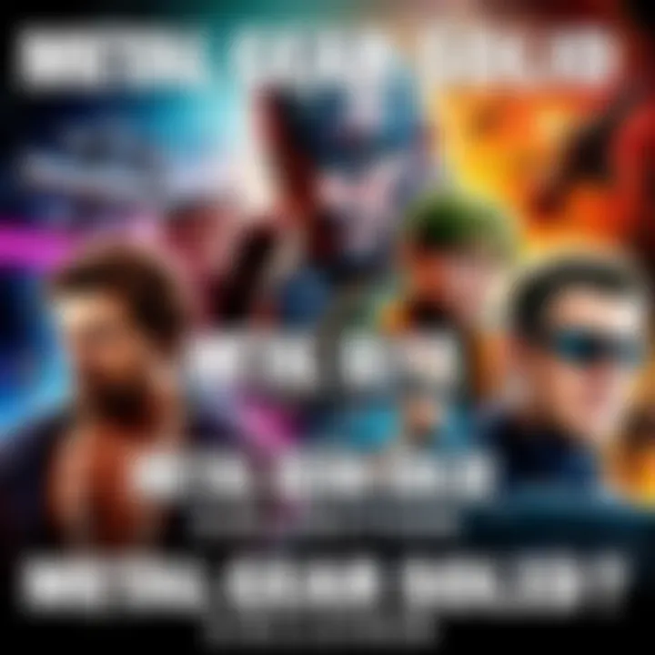 A promotional graphic featuring iconic characters and visuals from Metal Gear Solid, showcasing action and nostalgia for the upcoming game release.