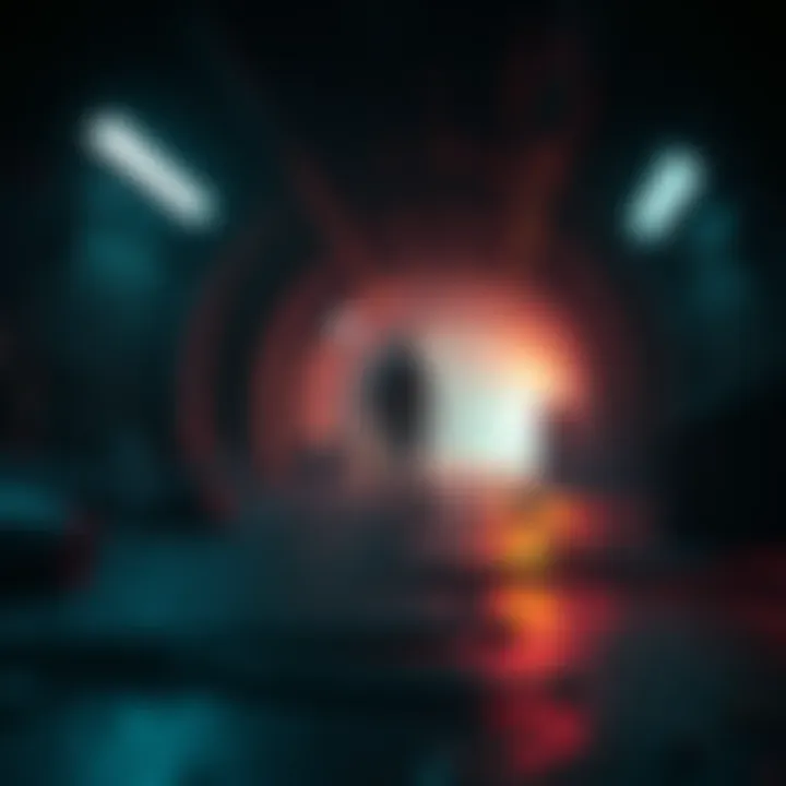 A player exploring a dark, atmospheric underground station in Metro 2033, with flickering lights and scattered debris.