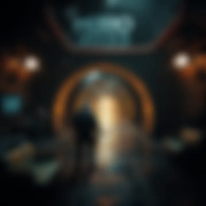 A player character exploring a dark underground station in Metro 2033, seeking paths to achieve a good ending, surrounded by detailed post-apocalyptic scenery.