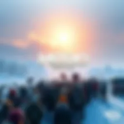 A promotional image for Metro 2039 showing the game's logo and a winter landscape with an excited crowd of fans.