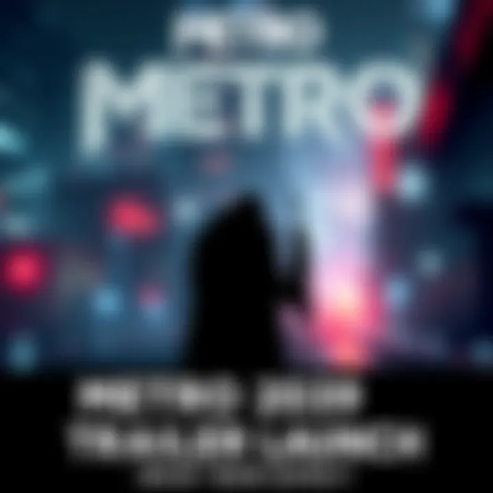 A dark scene showing a futuristic city skyline with glowing lights and a silhouette of a character holding a weapon, hinting at the game's atmosphere.