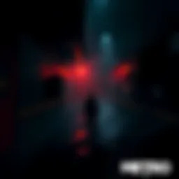A character exploring a dark, tense environment in the first Metro game with shadows and eerie lighting.