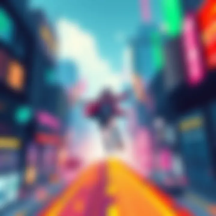 Cover illustration showing a character using gravity powers in a colorful cityscape