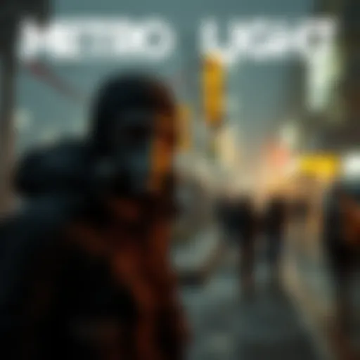 A tense scene from the Metro Last Light live action trailer, featuring a character in a gas mask exploring a post-apocalyptic city