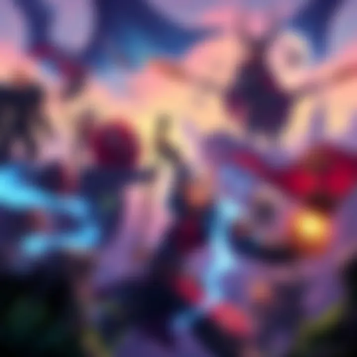 A colorful scene featuring characters from popular metroidvania games, showcasing action and exploration in a fantasy world.