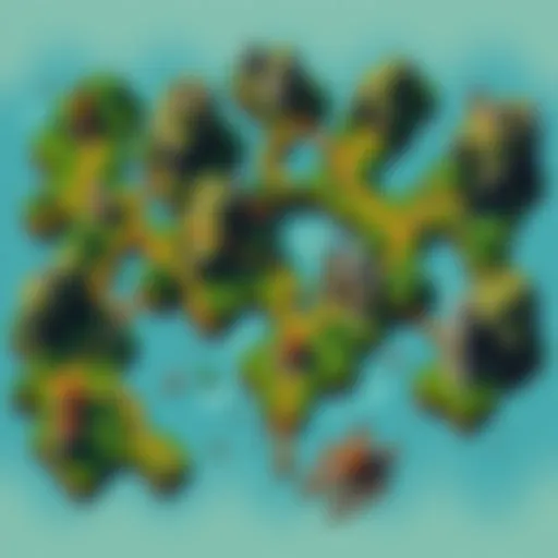 An illustrated map showing various game titles in the Metroidvania genre with colorful icons representing different games and pathways connecting them