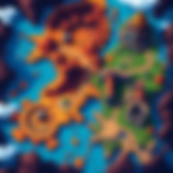 Colorful Metroidvania Game Map An intricate map layout showcasing different regions and pathways in a Metroidvania game, highlighting exploration opportunities.