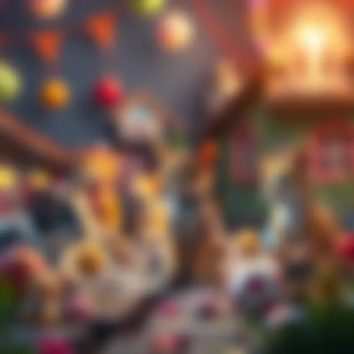 A colorful scene showing playful cats in a whimsical setting, highlighting a unique cat adventure experience on Steam.