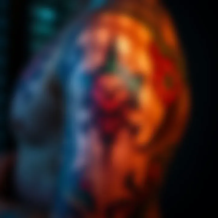 A detailed view of a MGRR Raiden tattoo showcasing its intricate design and colors on skin