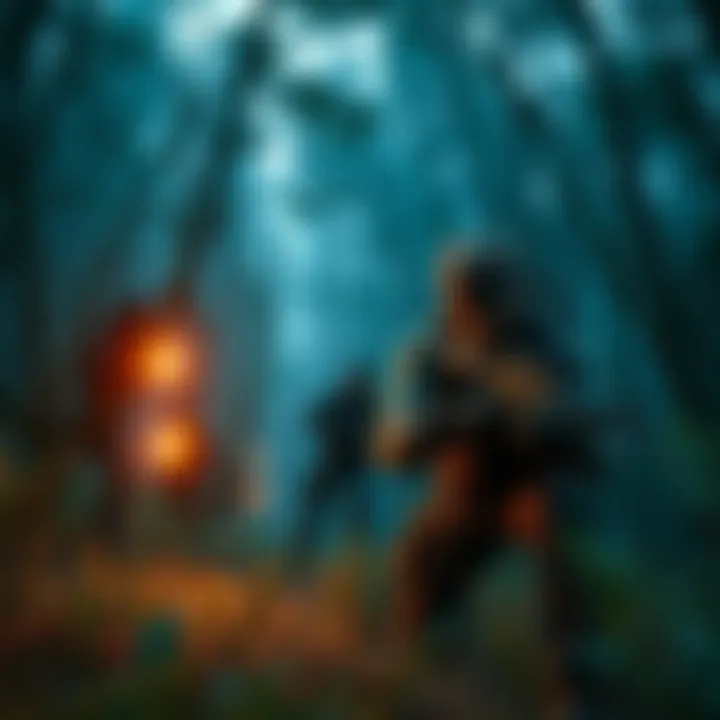 Player character in Metal Gear Solid 3 evading enemies in a forest setting