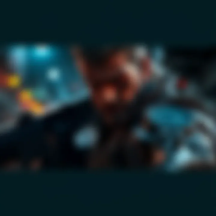 A scene from Metal Gear Solid 4 showing intense action and stunning graphics with the main character in a dramatic pose.