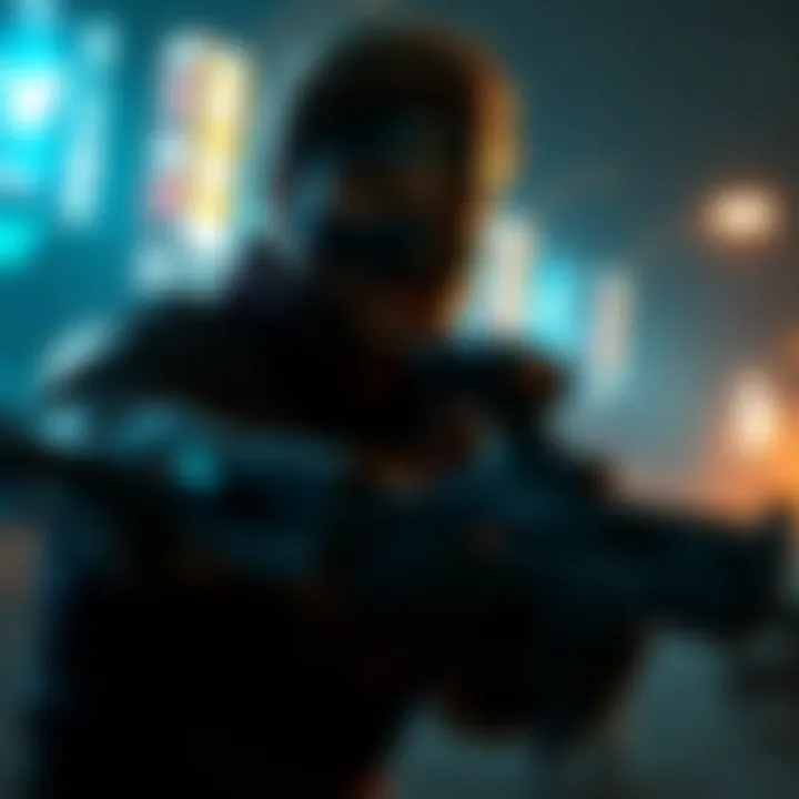 Character using stealth tactics in Metal Gear Solid V, blending into the environment to avoid detection.