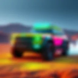A colorful and dynamic rendering of the flagship design from MH Outlanders, showcasing its unique features and style.