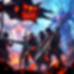 A group of players collaborating in a Monster Hunter 4 quest, showcasing characters in action with weapons drawn, surrounded by vibrant game environment.