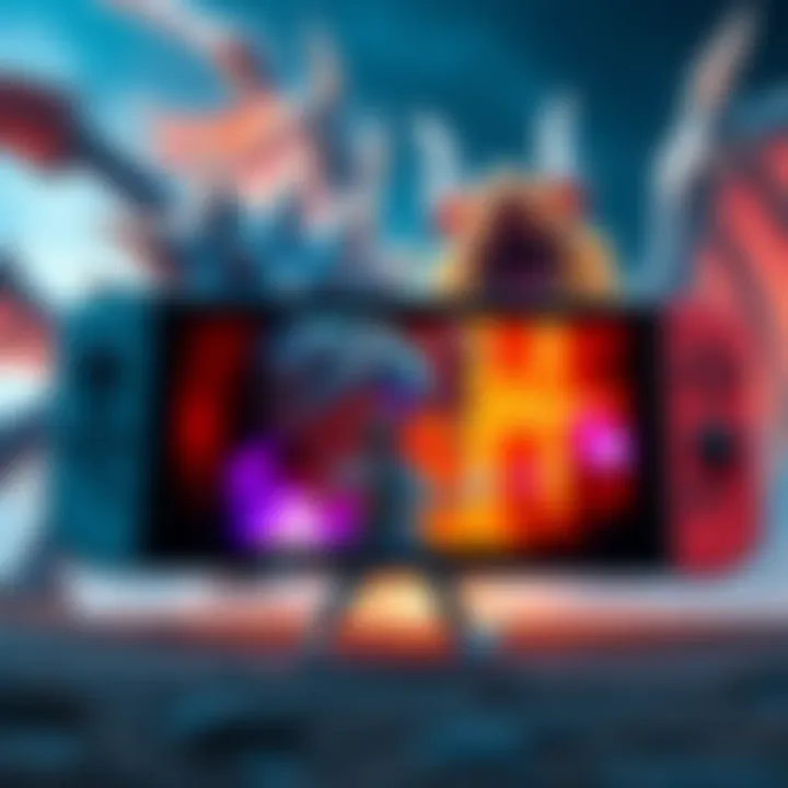 A scene from MH Generations Ultimate showing a player battling a large monster with vibrant graphics on the Nintendo Switch screen.