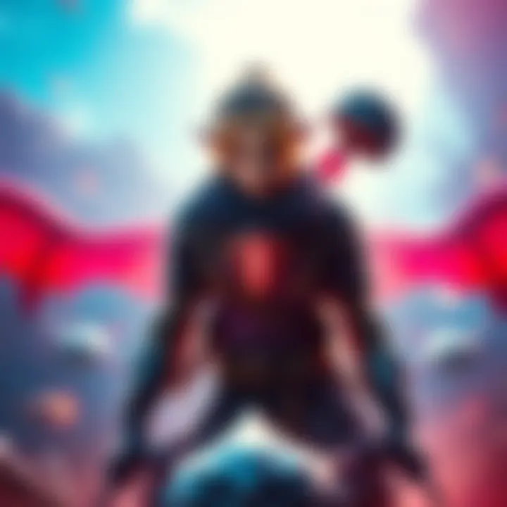 Scene from the trailer showing Estrellian character with vibrant background and action elements.