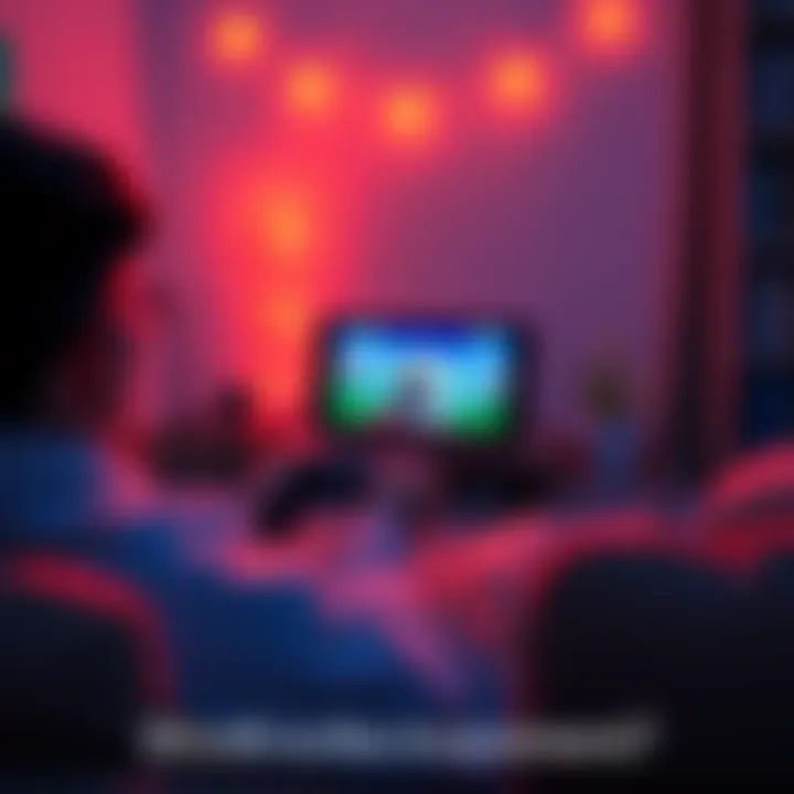 A gamer enjoys MHRise on the Switch 2 console in a cozy setup with vibrant graphics on the screen