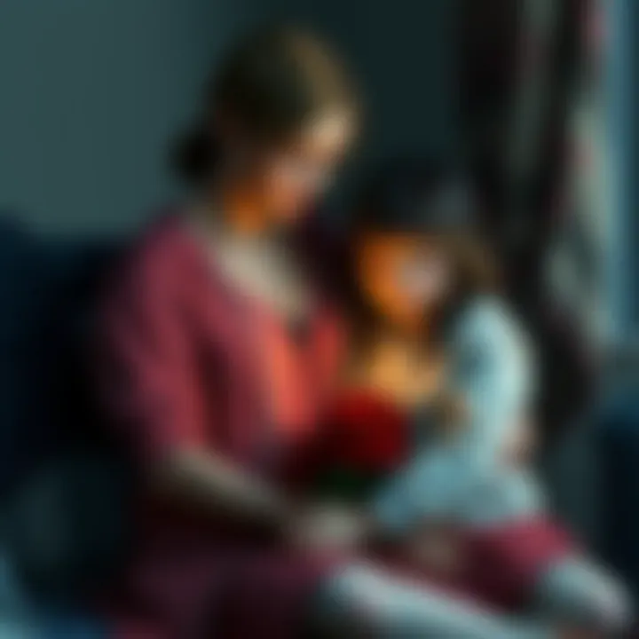 A painting depicting a woman resembling Mia Winters with a young girl, Rose, in a cozy setting, hinting at their bond.