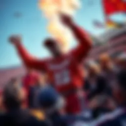 Michael Jordan enjoys a lively celebration after winning the Daytona 500, surrounded by fans and team members, showing his passion for racing.