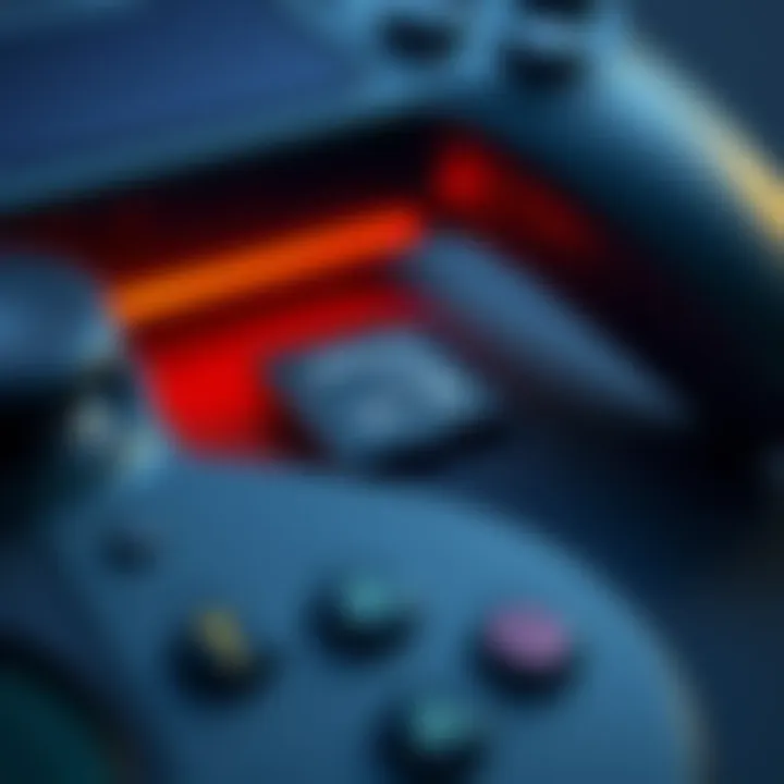 A close-up of a micro SD card next to a gaming console, highlighting its storage capabilities.