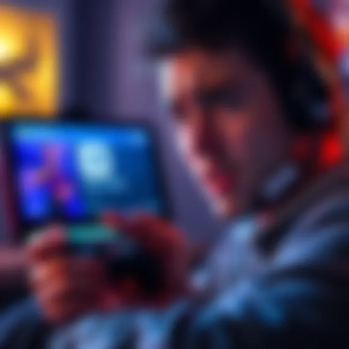 A gamer looking confused at their device with a game preorder screen showing an unchanged account credit balance.