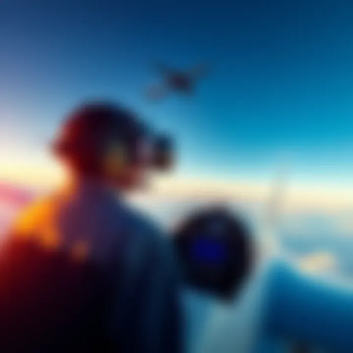 Microsoft Flight Simulator with PSVR 2 A person wearing PSVR 2 headset flying a plane in Microsoft Flight Simulator