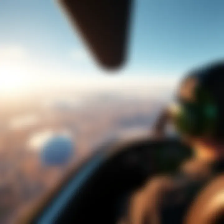 Microsoft Flight Simulator VR Experience A player immersed in Microsoft Flight Simulator on PSVR2, showcasing realistic flying scenery and cockpit view.