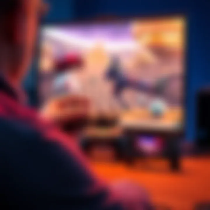 A person playing games on a Windows 11 PC with a controller, while a handheld gaming device is set aside