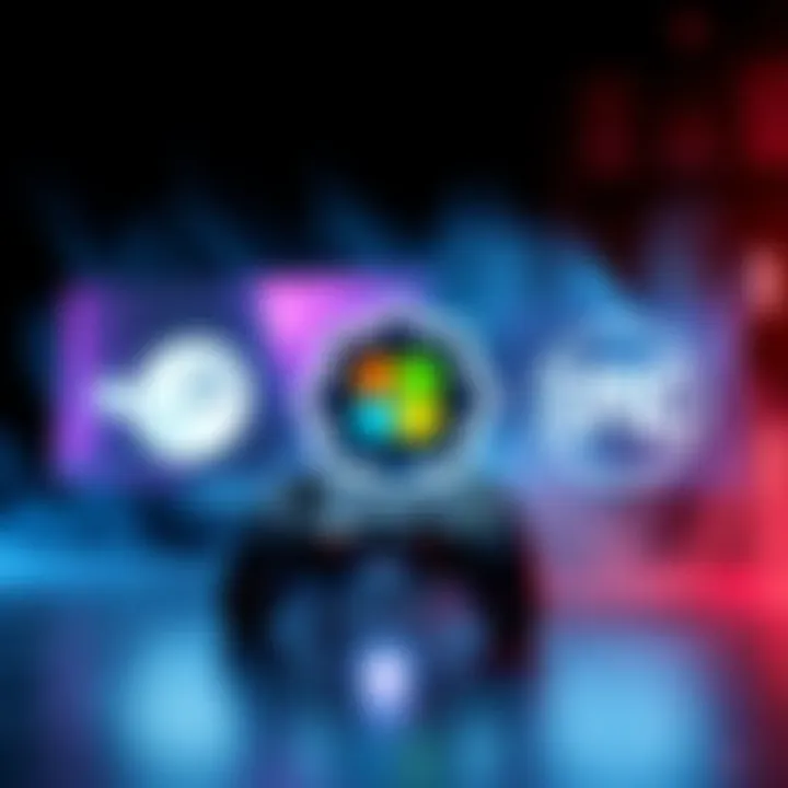 A graphic showing Microsoft Project Helix logo and icons of Steam and Epic game storefronts, symbolizing competition in PC gaming.