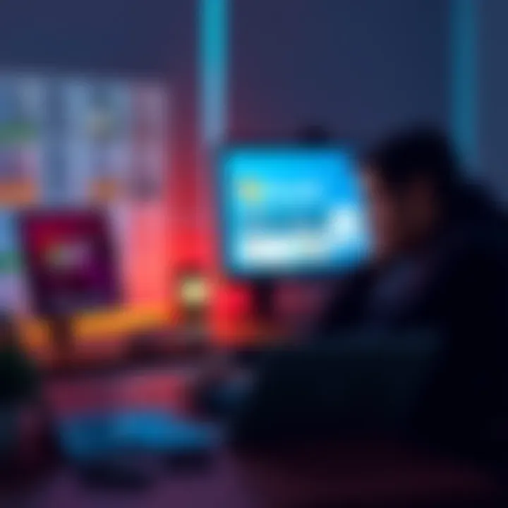 Microsoft Rewards Account Creation A person sitting at a desk looking at a laptop screen, contemplating starting a new Microsoft Rewards account after losing an old one.