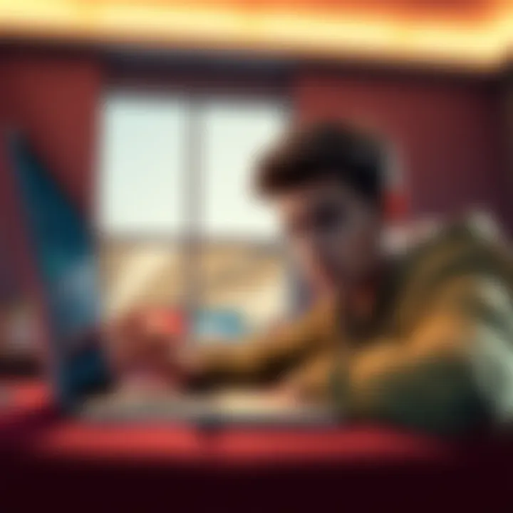 A person looking concerned while checking their Microsoft Rewards account on a laptop with a support chat open.