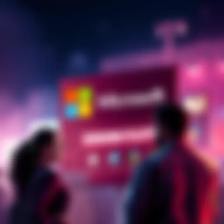 Frustrated people discussing Microsoft AI accusations over a Rewards platform poster