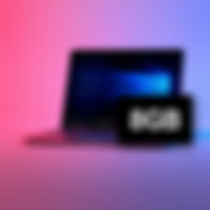Microsoft Surface Laptop 8GB A Microsoft Surface Laptop featuring a sleek design with an 8GB RAM label next to it, set against a simple background.