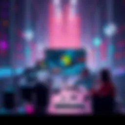 A visual representation of Microsoft technology advancements with futuristic elements like computing devices and digital interfaces.