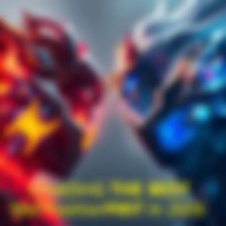 Ember and Storm, two spirit heroes, facing each other in a dramatic gameplay scene.
