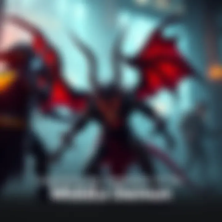 A graphic depicting the middle demon character in a gaming environment, contrasting with a left lane demon character.