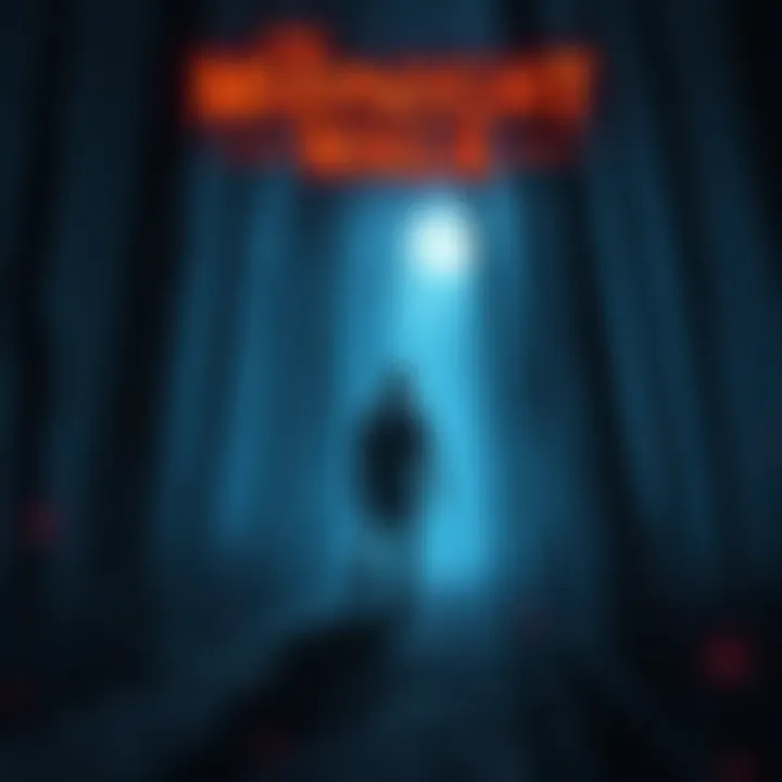 A character walks through a dark forest with eerie shadows and glowing elements, showcasing the light horror theme of the game.