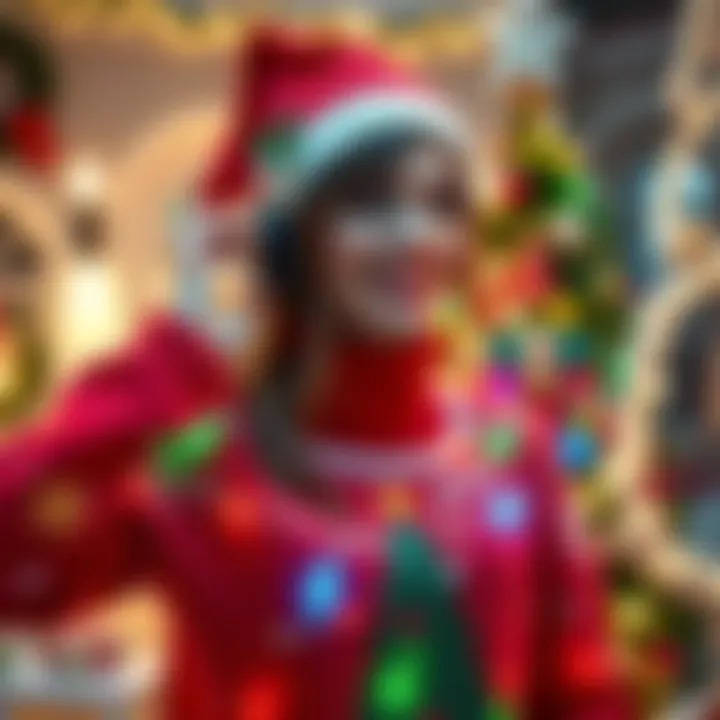 Mikaela Reid wearing a festive ugly sweater, excitedly showcasing her holiday spirit before her special stream