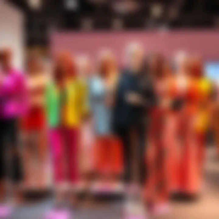 A variety of stylish outfits inspired by Mikaela displayed on mannequins, showcasing different colors and designs for 2026.