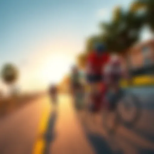Mikif and Erobb riding their bikes on a sunny road towards TwitchCon in San Diego