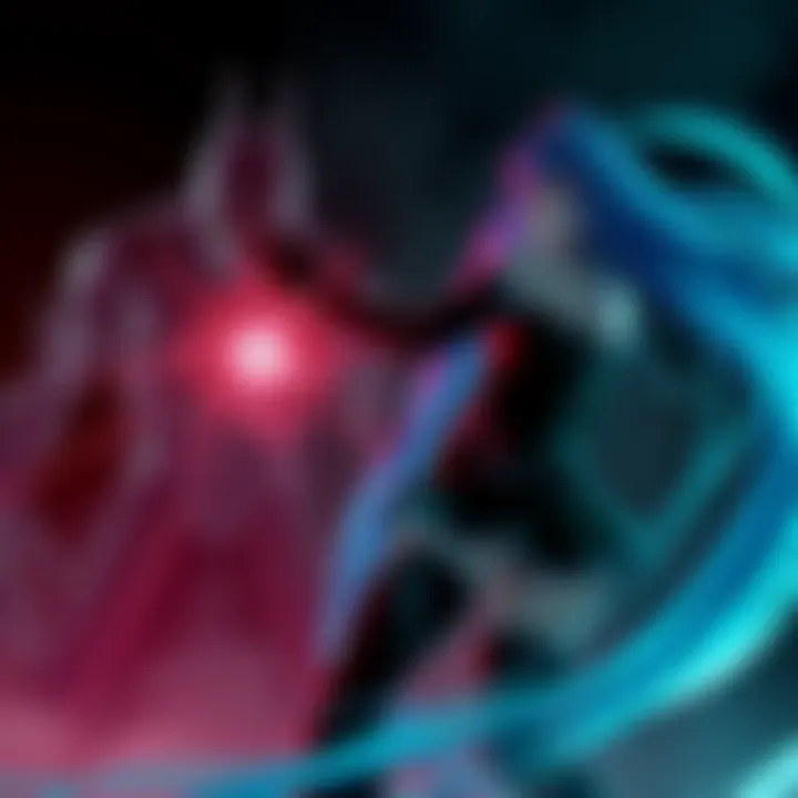 Miku confronts a challenging spirit in a dark setting, showcasing her determination and strength.