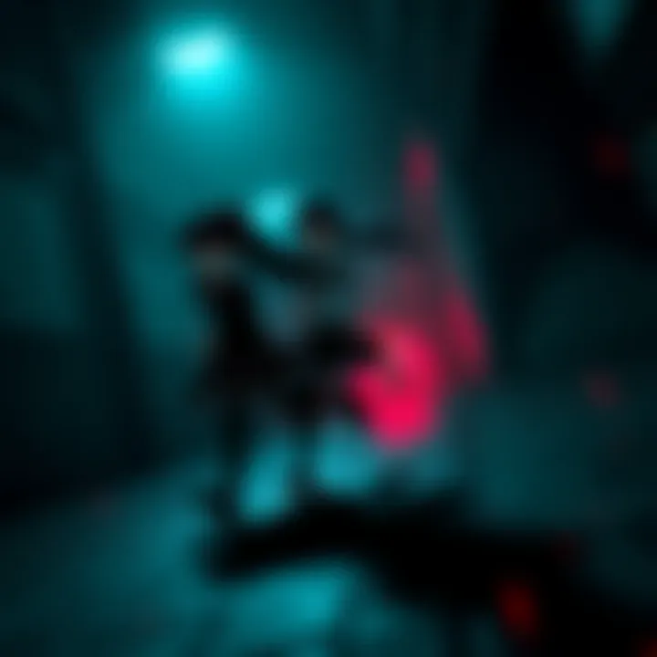 Miku runs after Mafuyu in a dark, eerie setting, capturing the intense moment from Fatal Frame 3.