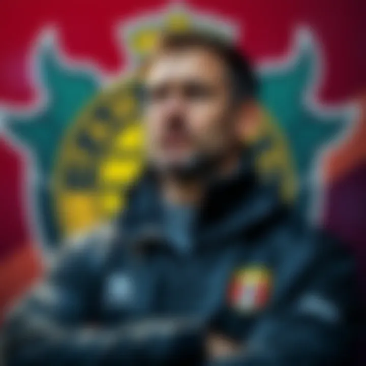 MiLAN Coaching Team Spirit MiLAN Kozomara stands in front of Team Spirit logo with a focused expression, ready to lead as new coach for PGL Wallachia S7.