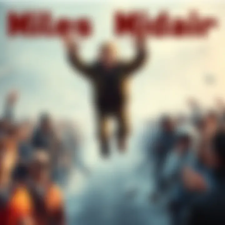 Miles Frozen Midair A person named Miles is caught midair, looking surprised and confused as he hovers in an unusual position, with a crowd looking up in shock.