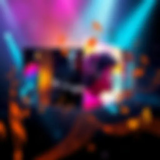 A collage showing two different music styles representing Mili songs, with colorful graphics and musical notes.